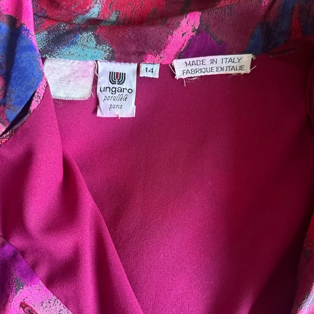 Vintage Ungaro dress,burgundy/pink/blue, size M-L - Picture 7 of 12